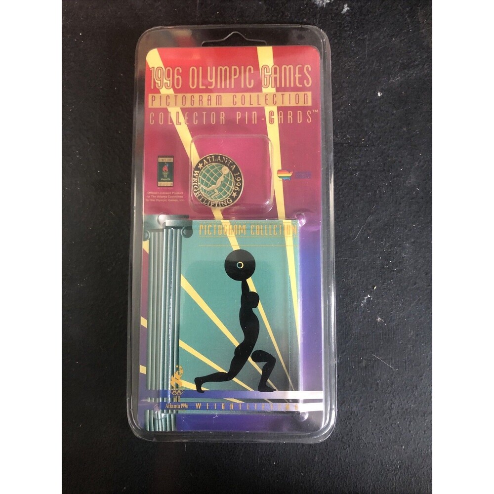 1996 Olympic Games Pictogram Collection Pins on Card Sealed Weightlifting